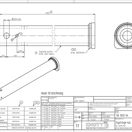 Knott Barre de traction  KF7,5/KV13/KF20/KRV7,5/KRV20/KR13/82/KR20