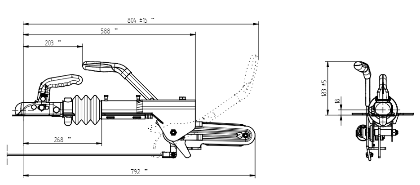 Knott Frein à inertie pour remorque Knott KFL12-A - sans console de roue jockey - 1300 kg de capacité de traction maximale