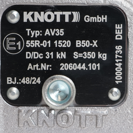 Knott Knott AV35 - rond 60 mm - 3500 kg - Boîtier d'attelage freinée avec serrures intégrées