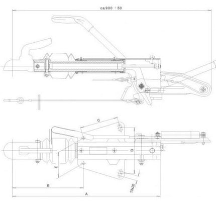 Knott Knott Frein à inertie pour remorque - KF14 - capacité max : 1400 kg - connexion au timon en V