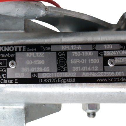 Knott Knott Frein à inertie pour remorque - KFL12-A - capacité max : 1300 kg - sans console de roue jockey