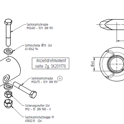 Knott Knott KF7,5 – KF20 – œillet DIN / œillet de traction – rond 45 mm – 2000 kg