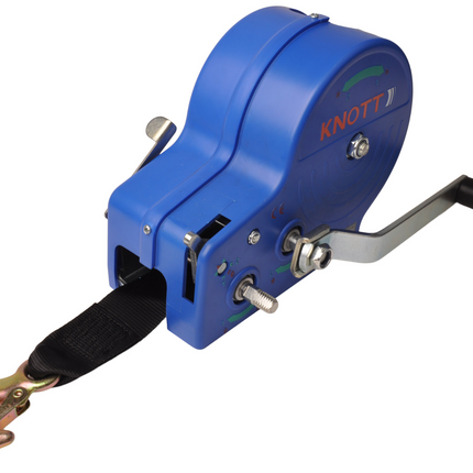 Knott Treuil manuel sans frein - 900/450 kg - sangle de treuil et crochet de levage inclus - 2 vitesses