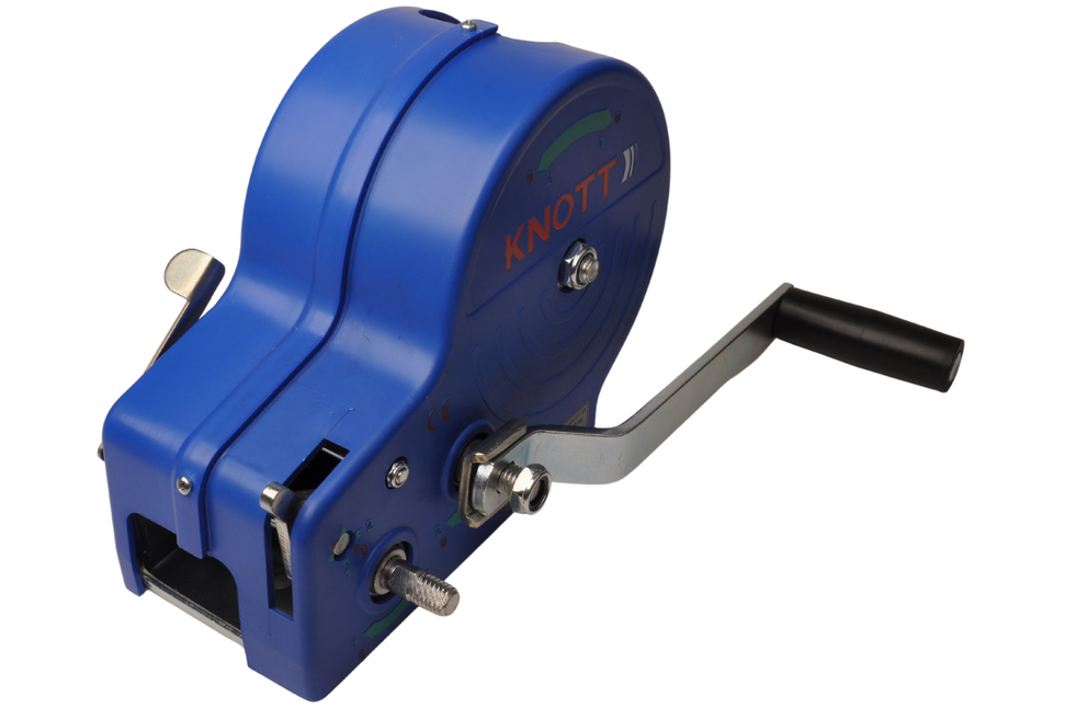 Knott Treuil manuel sans frein - 900/450 kg - sangle de treuil et crochet de levage inclus - 2 vitesses