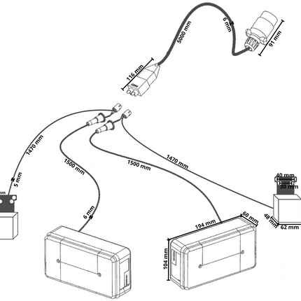Radex Kit d'éclairage Radex 5001 5 mètres de câble principal - 7 broches  - y compris les feux de gabarit