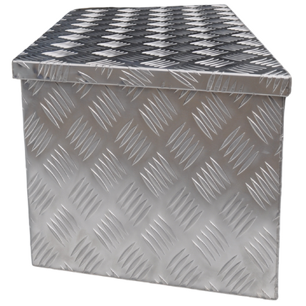Remorqueshop Coffre de timon aluminium 900/660x350x300 mm – serrure encastrée – couvercle automatique – tôle antidérapante