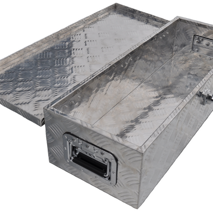 Remorqueshop Coffre de timon en tôle aluminium antidérapante 800x300x190 mm – fermeture papillon