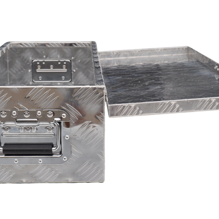 Remorqueshop Coffre de timon en tôle aluminium antidérapante 800x300x190 mm – fermeture papillon