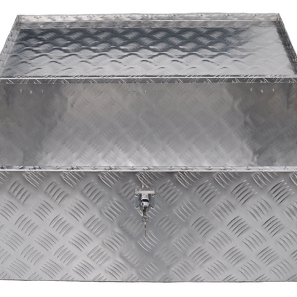 Remorqueshop Coffre de timon en tôle aluminium antidérapante 840x400x310 mm – avec fermeture papillon