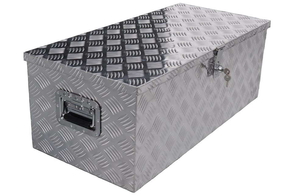 Remorqueshop Coffre de timon en tôle aluminium antidérapante 840x400x310 mm – avec fermeture papillon