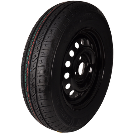 Remorqueshop Roue complète 155R13 pneu avec jante noir (cercle de trous 4x100) 500 kg diamètre du moyeu: 57 mm