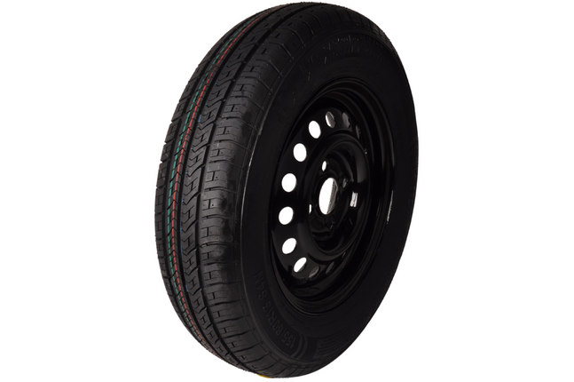 Remorqueshop Roue complète 155R13 pneu avec jante noir (cercle de trous 4x100) 500 kg diamètre du moyeu: 57 mm