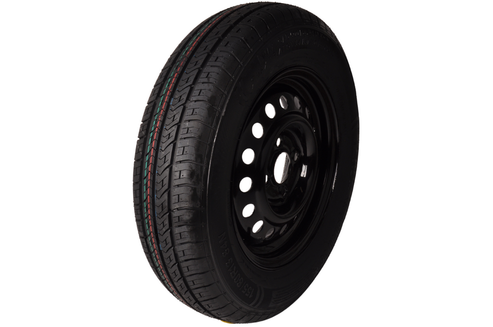 Remorqueshop Roue complète 155R13 pneu avec jante noir (cercle de trous 4x100) 500 kg diamètre du moyeu: 57 mm