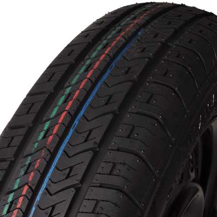 Remorqueshop Roue complète 155R13 pneu avec jante noir (cercle de trous 4x100) 500 kg diamètre du moyeu: 57 mm