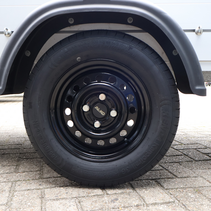 Remorqueshop Roue complète 155R13 pneu avec jante noir (cercle de trous 4x100) 500 kg diamètre du moyeu: 57 mm