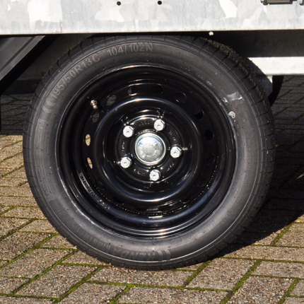 Remorqueshop Roue complète 195/50 R13C avec jante noir (cercle de trous 5x112) 900 kg diamètre du moyeu: 67 mm