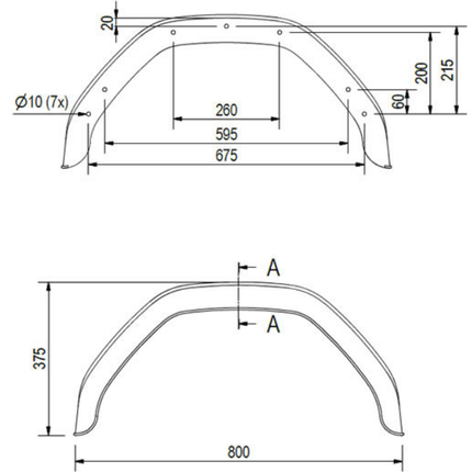 Saris Garde boue original Saris/Henra en Plastique 800x240x380 mm - circonférence 1235 mm