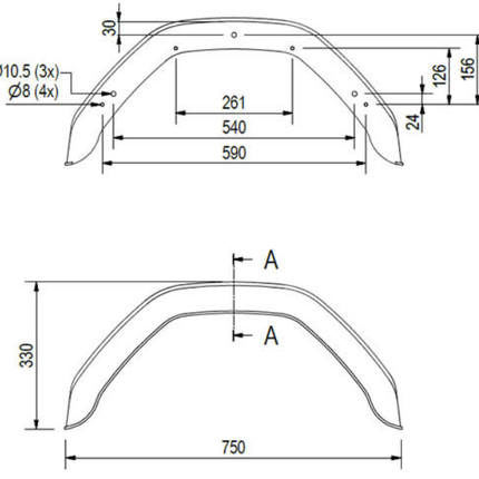 Saris Saris/Henra Garde boue - 750x220x330 mm - circonférence 1120 mm - convient pour Saris/Henra Rigids