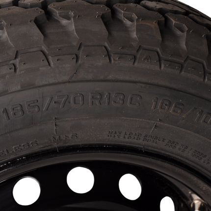 Savero Roue complète pour remorque - 185/70R13C - profil tout-terrain - jante noire - entraxe : 5x112 - capacité de charge : 950 kg - diamètre de moyeu : 67 mm