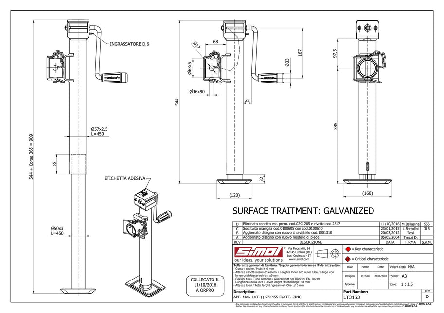 Simol Béquilles basculantes et extensibles - tube de 57 mm - 1300kg
