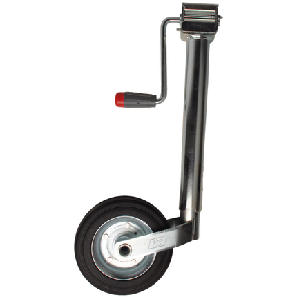 Simol Roue jockey Premium 48 mm avec manivelle latérale et pneus en caoutchouc sur jante en acier