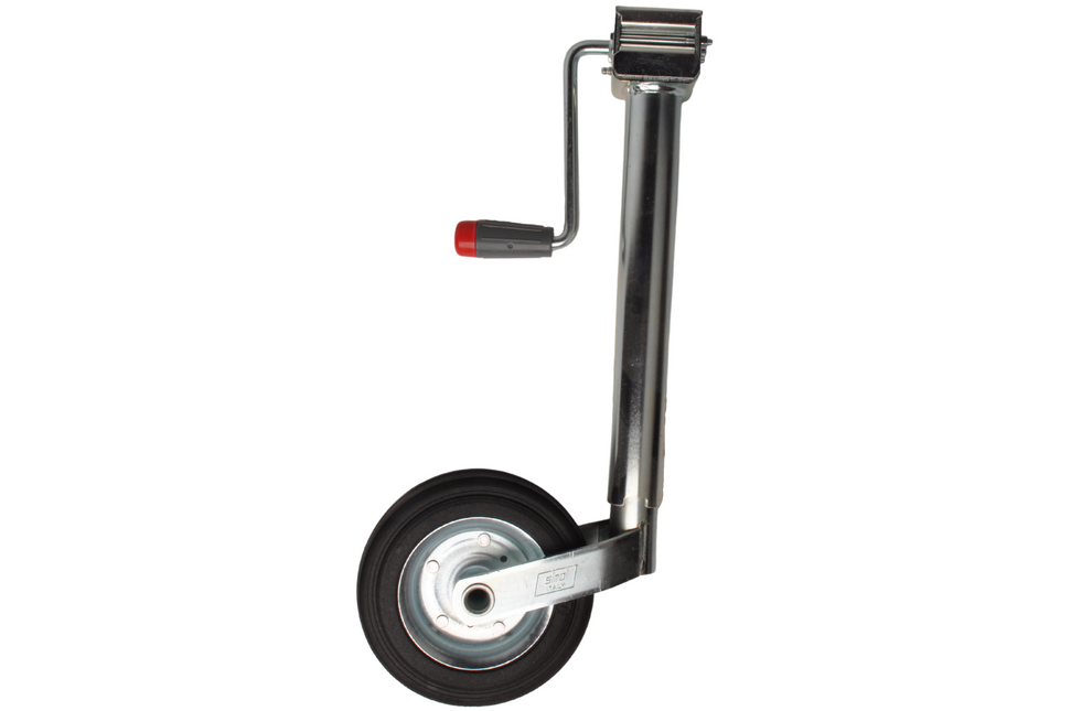 Simol Roue jockey Premium 48 mm avec manivelle latérale et pneus en caoutchouc sur jante en acier