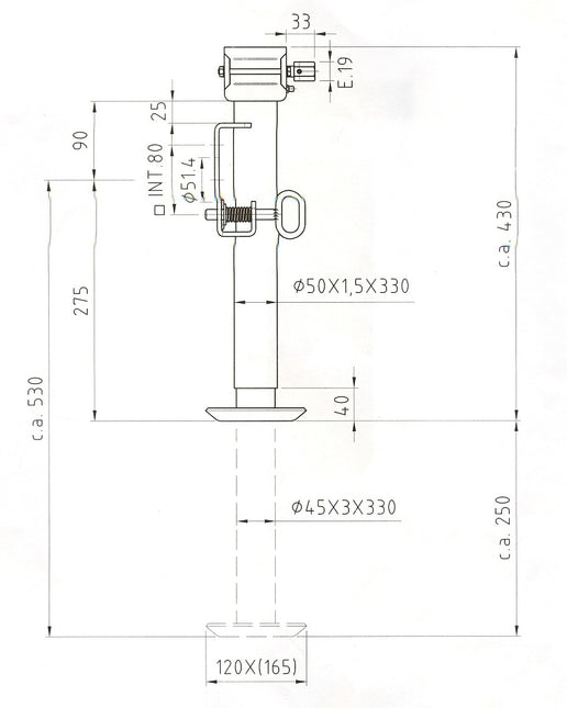 Simol Simol Béquille basculante et télescopique avec 6 boulons latéraux