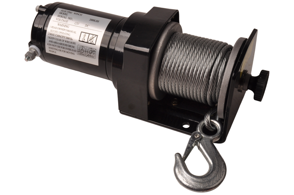 Trailer Gear Treuil électrique 900 kg avec câble en acier et crochet