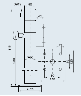 Winterhoff Béquille Winterhoff basculante et télescopique 1300 kg - Entraxe des brides : 42 mm (4 trous)