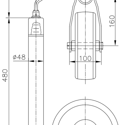 Winterhoff Roue jockey Winterhoff - ronde 48 mm - indicateur de poids