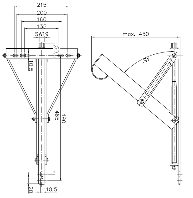 Winterhoff Support de mise à niveau Winterhoff avec capacité de charge maximale de 450 kg
