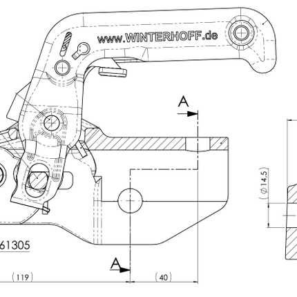 Winterhoff Winterhoff/Albe EM350RC - rond 60 mm - 3500 kg - Boîtier d'attelage freinée